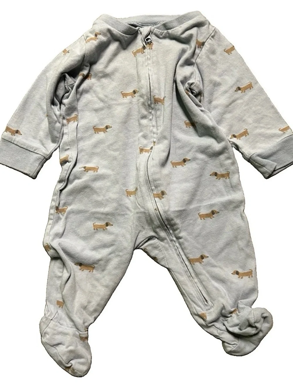 Baby Footie Pajamas Dogs Bears 2 Way Zipper Size 0-3 Months
